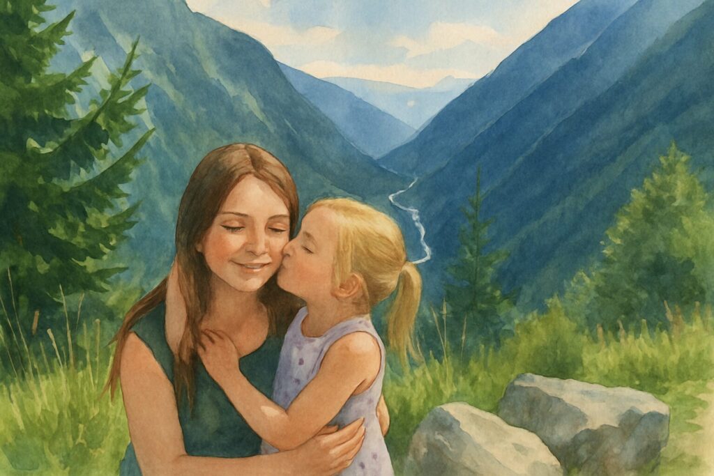 Jana und klein A. in der Natur Österreichs